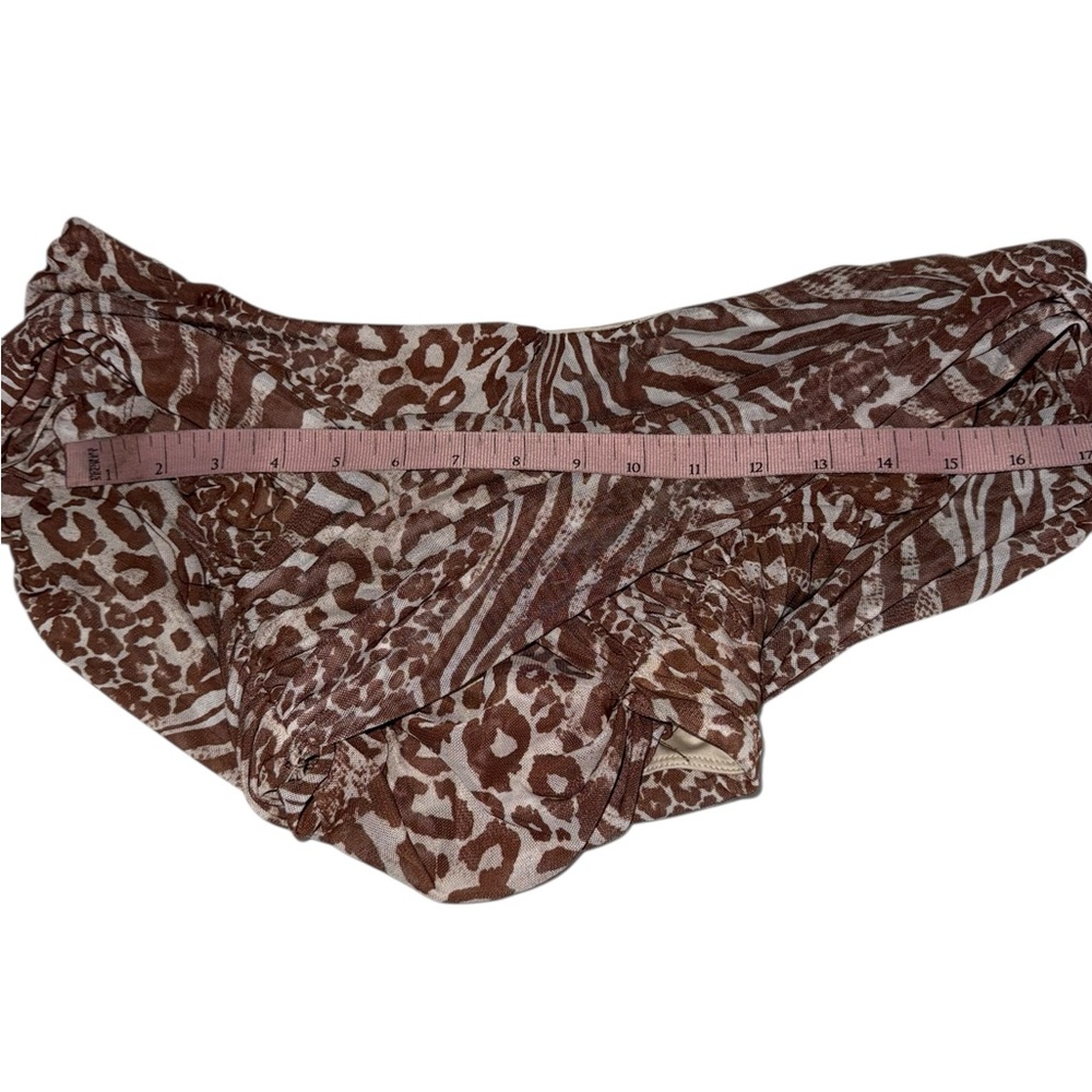 AFRM Fabiola Top in Taupe Brown Animal Print Off-Shoulder Crop Top Medium - Picture 5 of 10